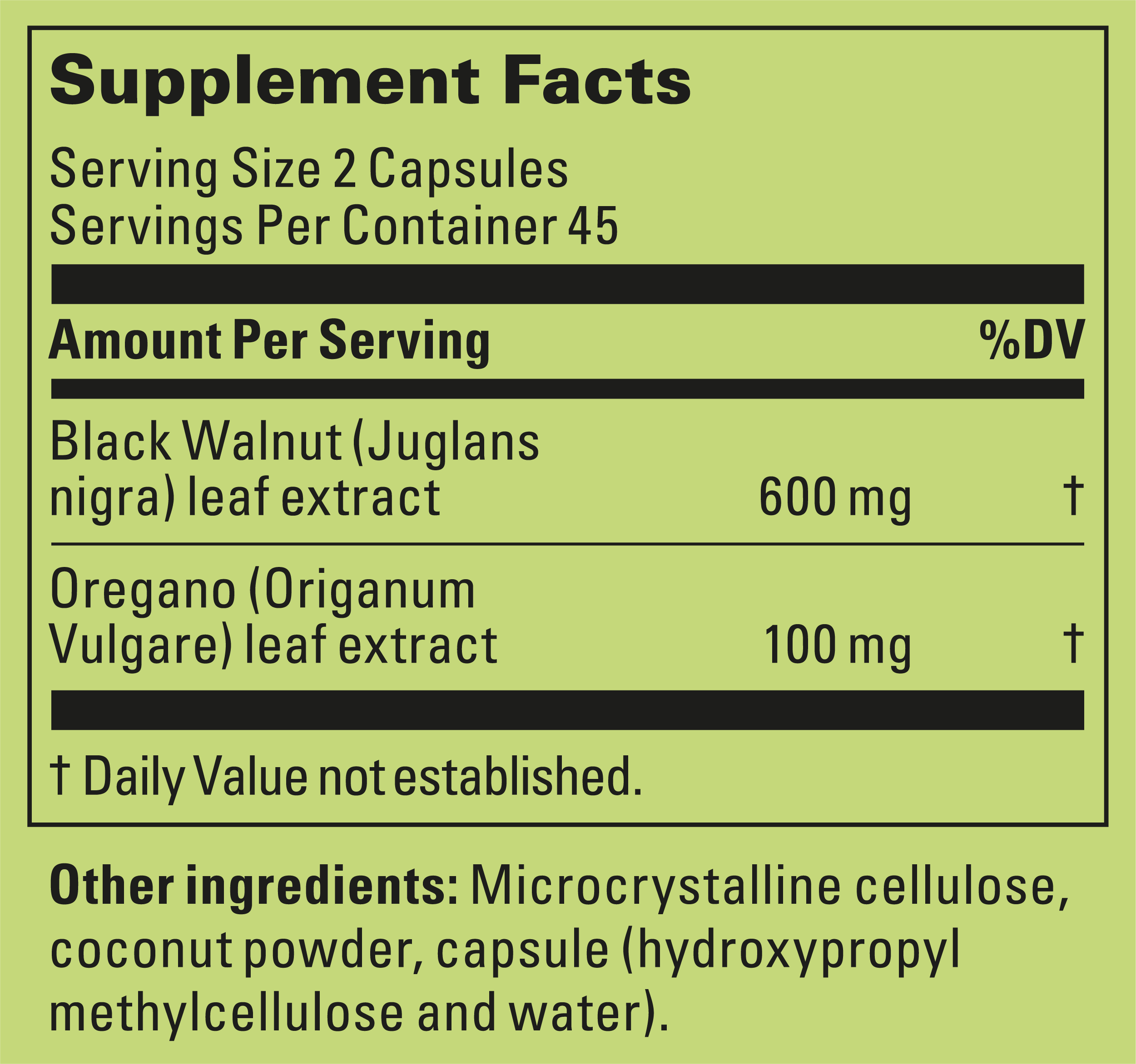 Supplement Label
